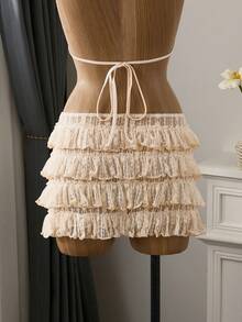 Bellisia 女士杏色迷你罩裙，适合夏季海滩度假 - 杏色 - 查看 2