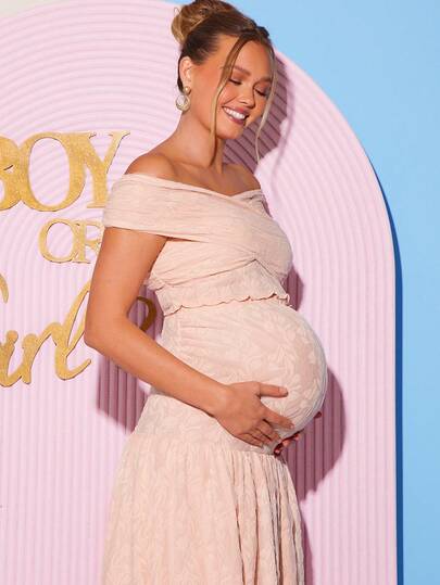 Loomaby Maternity Plant Print Off Shoulder Crossover Top And Adjustable Waist Midi Skirt Elegant 2-Piece Set Dress Gender Reveal Dress Maternity Dress Baby Shower Dress Bump Friendly Dress Pregnant Outfits Summer Maternity Two Piece Sets Breastfeeding Dress Babyshower Dress Maternity Beige Maternity Dress Pregnancy Dress For Photoshoot Boho Maternity Dress Baby Shower Guest Outfit