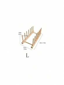 SHEIN 1pc Wooden Dish Storage Rack Daily Leisure Home Storage - log color - View 18