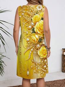 EMERY ROSE 大码女式碎花吊带裙，亮黄色度假节日装扮，适合生日、送礼、节日派对和日常穿着，春假服装 - 彩色 - 查看 2