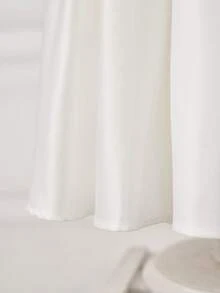 SHEIN 年轻女孩修身优雅镂空腰部A字连衣裙，配立领 - 白色 - 查看 7