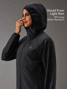 OutZeal Women's Outdoor Sports Hoodie, Black Waterproof Fitness Gym Jacket With Zipper Pockets - Black - View 2