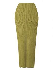 Swim Oasis Plus Size Women Simple Daily Summer One Piece Swimsuit With Skirt Cover Up - Green - View 6