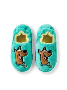 SCOOBY-DOO X SHEIN Cute Embroidery Cartoon Boys Green Children's Non-Slip Indoor Slippers Toddlers & Kids Soft Plush Warm Winter House Shoes, Lightweight And Durable EVA Sole,Home Bedroom Air-Conditioned Room Spring, Autumn And Winter,Dog.Puppy,Gift Ideas - Green - View 7