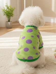 PETSIN 1pc Pet Fleece Polka Dot Cute Monster Plush Sweatshirt - Multicolor - View 6