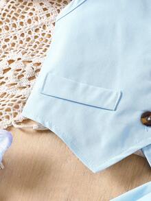 Elladie kids 2pcs/Set Baby Girls Summer Vest Top And Pleated Skirt Set - Blue - View 5