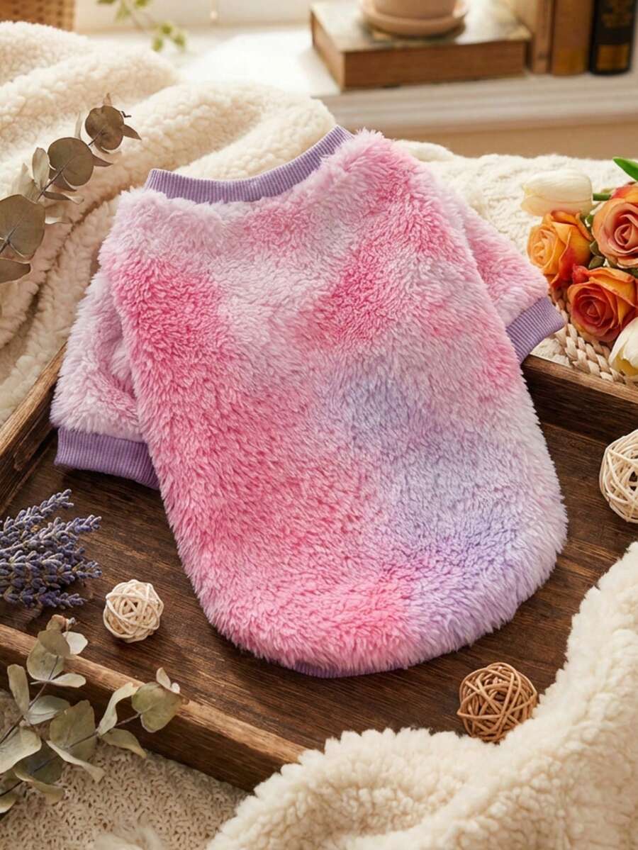 PETSIN 1 Pc Pet Cat/Dog Fleece Warm & Cozy Tie-Dye Fashion Round Neck - Pink - View 1