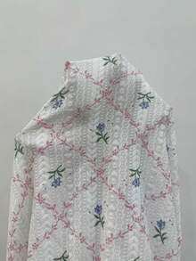 SHEIN Contrast Lace Floral Print Romantic Elegant Maxi Slip Dress - White - View 8