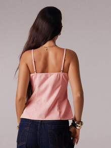 Avantive 春夏女装浪漫/舞会/正式/生日/90年代复古上衣/商务休闲/优雅/西式/外出/时尚/休闲/千禧年/夜店/办公室/鸡尾酒会/复古/紧身/锐舞节/趣味/优雅/老钱/街头风/度假/乡村音乐会/工作/端庄/春假/单身派对/演唱会/酷炫/基础款/毕业/A字裙/短款/无袖/抹胸/黄色上衣 - 粉色 - 查看 2