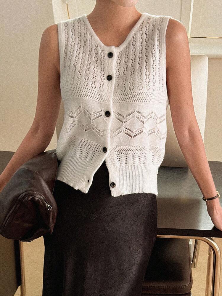 Women's Textured Knit Crew Neck Sleeveless Cropped Casual Tank Top Summer