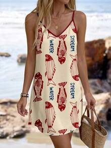 Sylviya Vestido mini casual estampado para mujer, adecuado para otoño/invierno - Multicolor - Ver 5