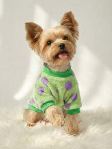 PETSIN 1pc Pet Fleece Polka Dot Cute Monster Plush Sweatshirt - Multicolor - View 3