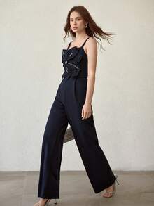 MOTF PREMIUM 女士3D立体花卉褶皱连体裤 - 藏蓝色 - 查看 4