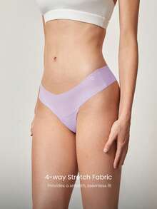 GLOWMODE 2条装轻薄透气吸汗低腰无痕隐形丁字裤日常运动内裤 - 淡紫色 - 查看 3