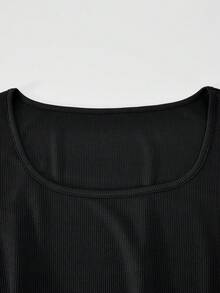 SHEIN ChillGRL 1 Stück lässiger, minimalistischer, modischer Outdoor Jumpsuit mit schwarzem Streifen- und Leopardenmuster für Teenager, Sommerurlaub & Ausflüge - Schwarz - Übersicht 5