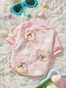PETSIN 1 Pc Pet Fleece Sweatshirt With Pink Bear Print, Warm Pet Clothing - Multicolor - View 8
