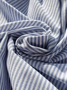 Comfortcana Quần dài mặc nhà dáng rộng, kẻ sọc xanh trắng, có dây rút, cỡ lớn, thích hợp cho mùa xuân/hè. - Xanh và trắng - Xem 7