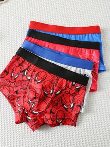 SHEIN 4条装男童蜘蛛印花平角内裤 - 彩色 - 查看 4