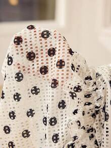 MOTF PREMIUM FASHIONABLE JACQUARD POLKA DOT WOMEN'S SLIP DRESS - White - View 7