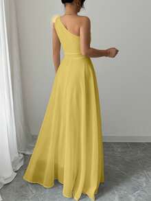 Modelyn Váy lệch vai kiểu cổ tích lãng mạn Pháp xưa - Vàng nhạt - Xem 2