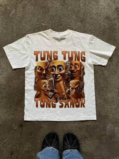 Glimmora 复古“Tung Tung Tung Sahur”T恤，Y2K女式T恤，音乐T恤，商务休闲，沙滩休闲T恤