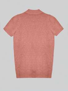 SHEIN Unity Women's Plain And Simple Daily Short Sleeve Sweater - Pink - View 2