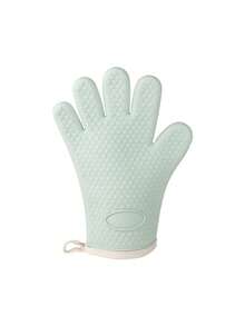 1副烧烤手套，耐热烤箱手套，厨房硅胶烤箱手套，防水防滑锅架，适用于烧烤、烹饪、烘焙 - 白色 - 查看 1