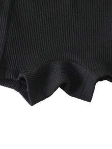 女童休闲度假黑色针织修身吊带背心，夏季细肩带上衣，柔软修身设计，适合度假、旅行、校园、日常穿着 - 黑色 - 查看 9