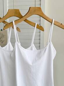 Tseoso 3 件套休闲修身女式吊带背心，95% 纯棉，适合夏季，复古，可爱夏季上衣，柔软女孩，夏季外出单品，居家，返校，秋季女装，百搭， - 彩色 - 查看 5