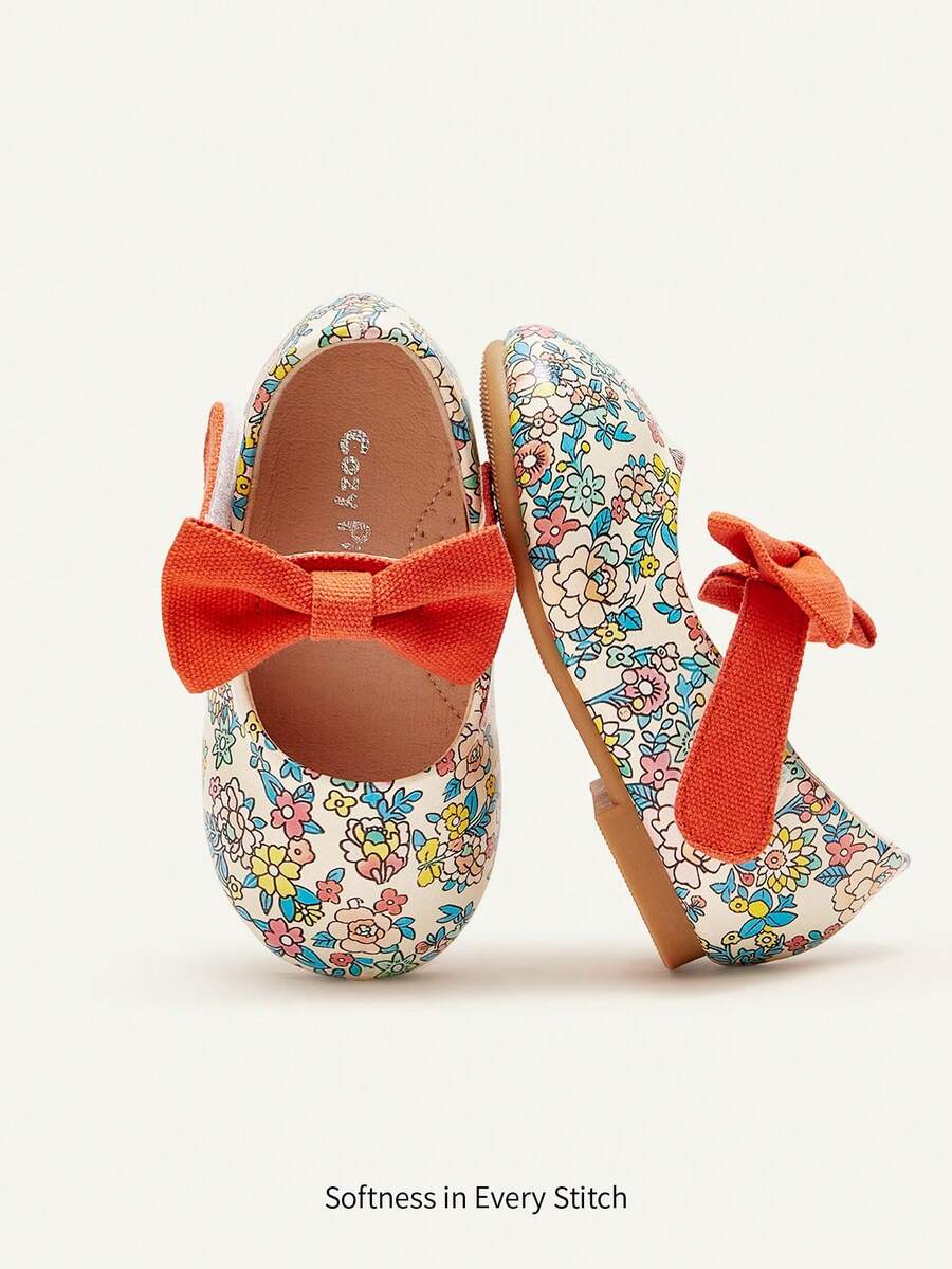 Cozy Pixies A Pair Of Fashionable And Versatile Spring And Summer Models, Colorful Contrasting Colors, Childlike Fun, Cute Floral Bows, Girls' Versatile Pastoral Princess Shoes, Baby Flats - Multicolor - View 1