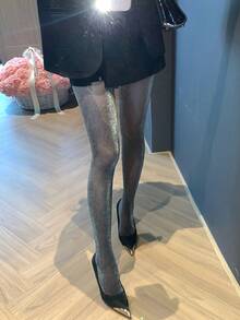 DAZY Women's Sexy Metallic Sheer Black Footless Leggings, Suitable For Nightclub, Party, Commuting - Black - View 9