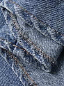 DAZY Women's Summer Round Neck Sleeveless Asymmetric Hem Vacation Washed Denim Dress - Medium Wash - View 7