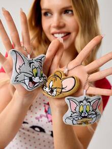TOM & JERRY X SHEIN 1/3pc Adorable Plush Keychains, Blind Bags Packaging, Random Shipping, Three Designs In Total, Can Be Hung On Bags Or Keys, Exquisite Embroidery, Cat And Mouse Design. - Multicolor - View 4