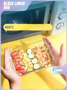 1个装玻璃食品储存容器，餐食准备，密封午餐盒，带防漏锁盖，适用于微波炉、烤箱、冰箱和洗碗机 - 彩色 - 查看 3