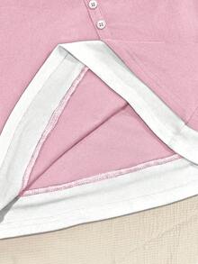 Glimmora 1pc Women Slim Fit Long Sleeve 2 In 1 T-Shirt - Pink - View 5