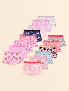 10pcs/Pack Girls Comfortable Cartoon Printed Panties, Random Designs Include Butterfly, Pony, Heart - Multicolor - View 2