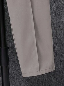 SHEIN 2 piezas Conjunto de traje casual para adolescentes - Chaqueta con cuello y mangas raglán, y pantalones rectos, diseño clásico y minimalista, versátil para el hogar, ir y venir, escuela, uso diario casual, viajes, al aire libre, fiestas, otoño/invierno - Caqui - Ver 3