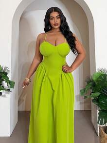 Veslaya 2026 Robe maxi verte élégante à bretelles spaghetti et taille A-line pour femmes grandes tailles, festival de musique printemps et été, Pâques, western, nomade, anniversaire, remise de diplômes, école, étudiant, décontracté, vacances, croisière, plage, bronzage, streetwear, invité de mariage, trajet, brunch, aéroport, fête, événement, gala élégant, bal, loisirs - Vert - Voir 9