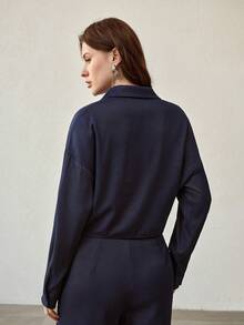 MOTF PREMIUM RHINESTONE DETAIL BUTTON UP SHIRT - Dark Wash - View 3