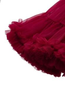 Young Girl' Elegant Red Tulle Puff Skirt, Suitable For Spring, Summer, Autumn, Suitable For Outings, Parties And Events, Can Be Paired With T-Shirts Or Blouses, Giving A And Passionate Vibe - Red - View 4