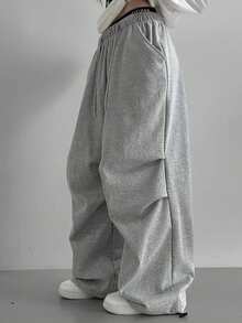 DAZY 女士美式宽松高腰直筒运动裤，休闲运动裤 - 灰色 - 查看 6