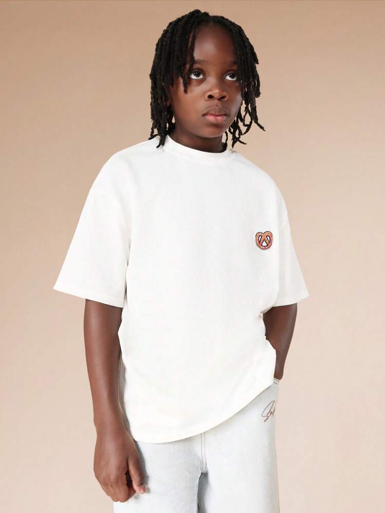 Textured Tee With Badge Logo