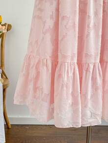 Soleia Đầm midi tay ngắn màu hồng voan cỡ lớn - Màu Hồng baby - Xem 7