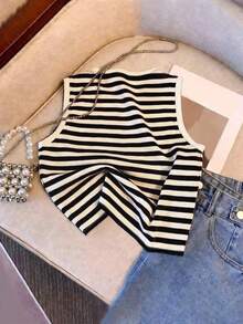 Resyla 条纹印花圆领休闲无袖背心 - 彩色 - 查看 2