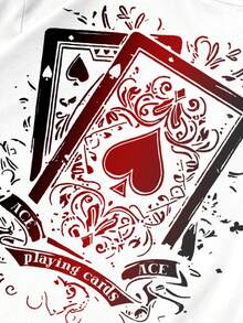 Manfinity LEGND 男士字母扑克牌印花圆领短袖T恤 - 白色 - 查看 3