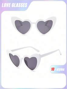 10pcs Cute And Interesting Heart-Shaped Decorative Fashion Glasses For Both Men And Women, Suitable For Wedding Parties, Dance Parties, Etc., In White Color, Christmas - Multicolor - View 9