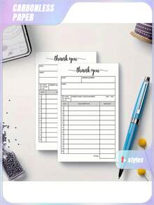 1pc Order Book & 2 Partial Carbonless Papers - Orders, Small Business Invoice Book - (50 Sheets Each, White/Yellow) - Multicolor - View 4