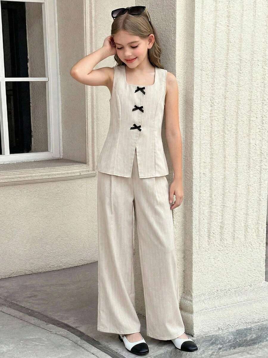 SHEIN 少女背心套装 - 卡其色 - 查看 1