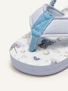 Cozy Pixies Summer Fashionable Versatile Beach Vacation Seaside Fun And Cute Pattern Flip-Flops With Baby Slippers, Light, Can Be Worn Indoors And Outdoors. - Blue - View 6