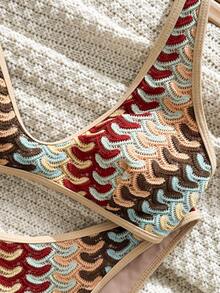 Swim Vcay 夏季时尚特制面料搭配浅色抽绳设计性感潮流分体比基尼套装 - 彩色 - 查看 8